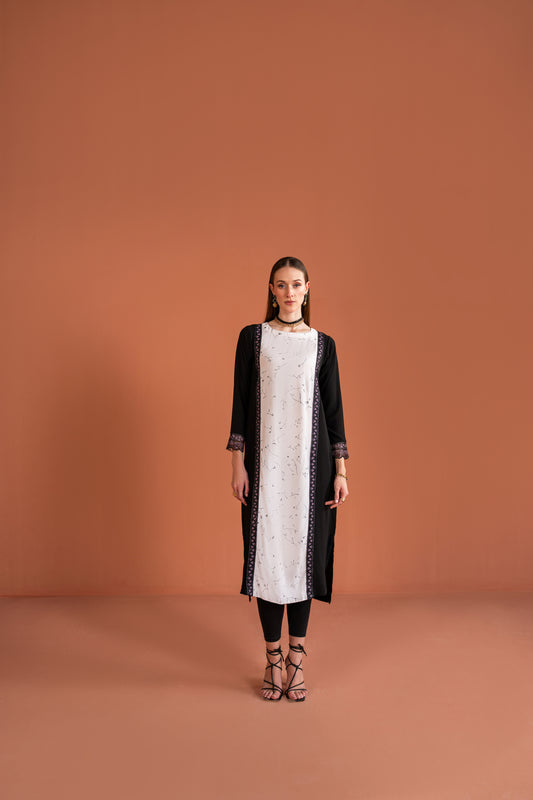 Long Shirt With Embroidered Panel 1pc