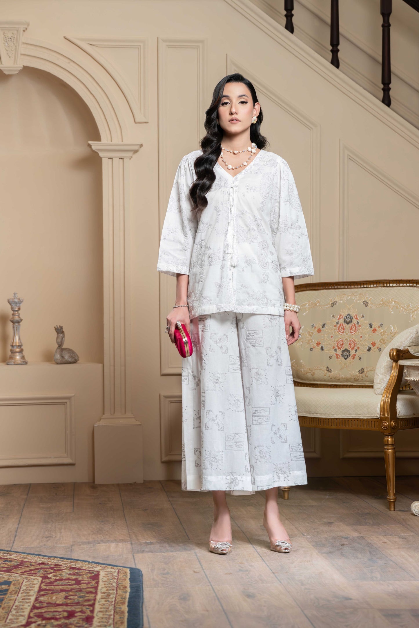 stitched embroidered short Shirt+plazo