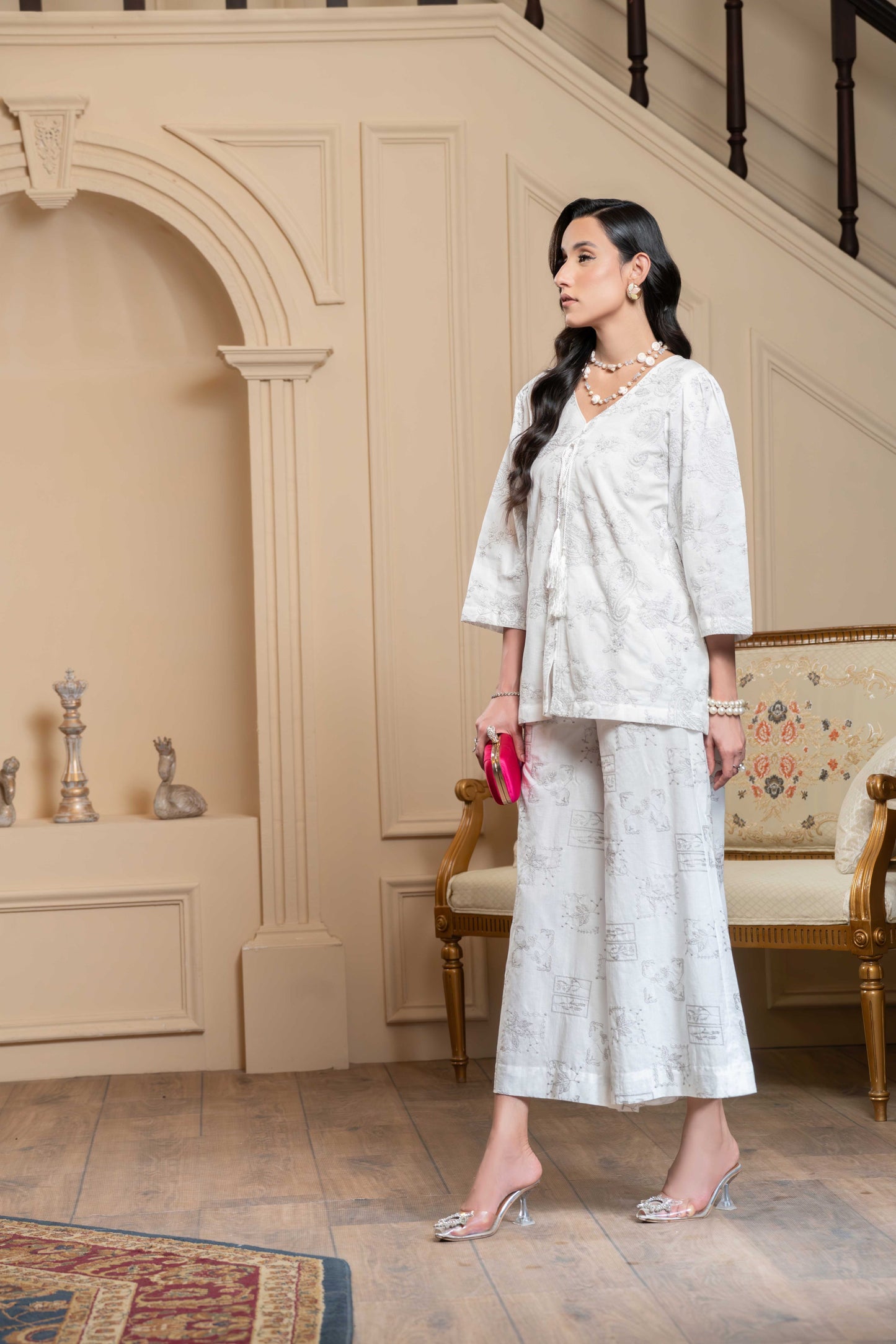 stitched embroidered short Shirt+plazo