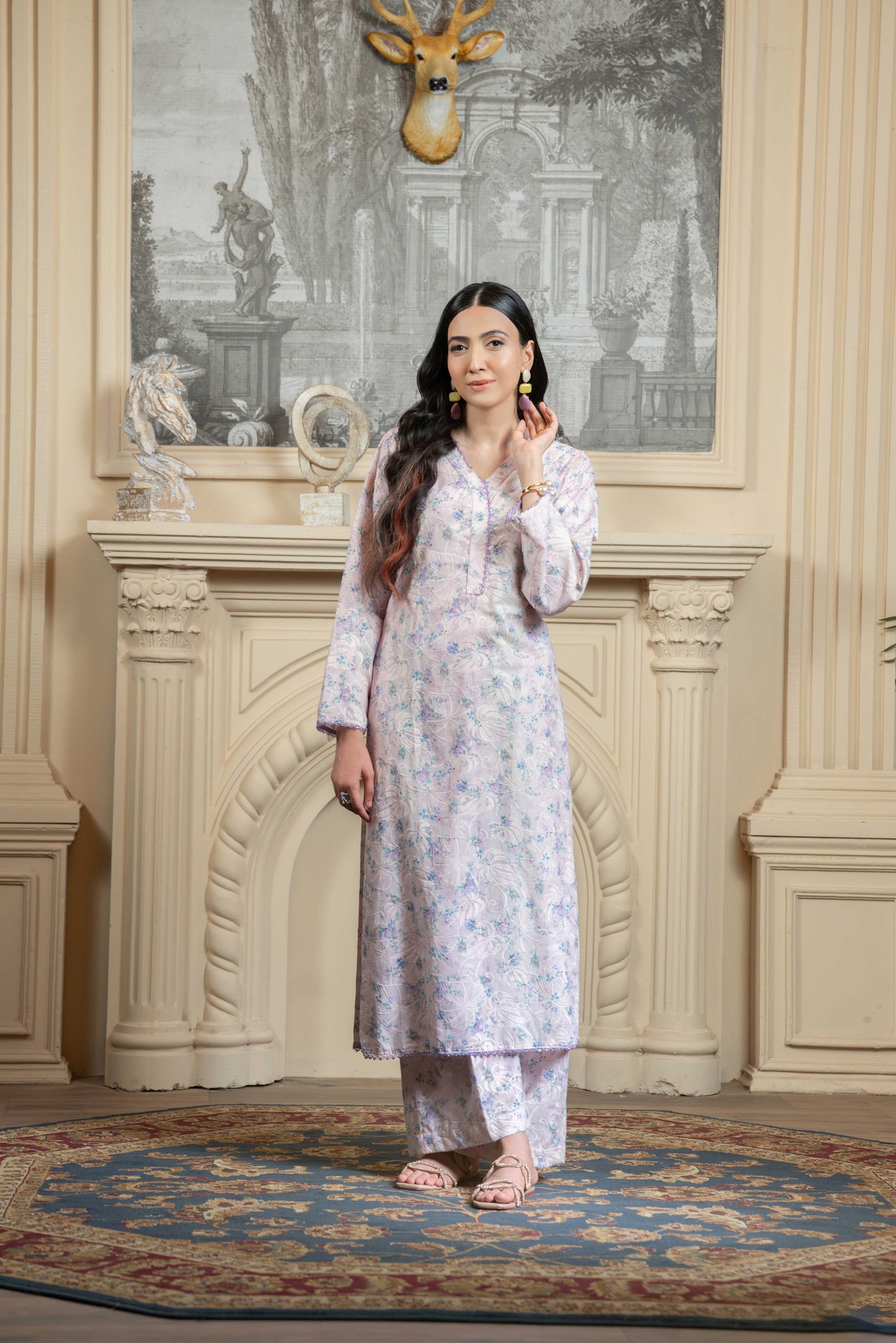 Stitched embroidered shirt+embroidered trouser