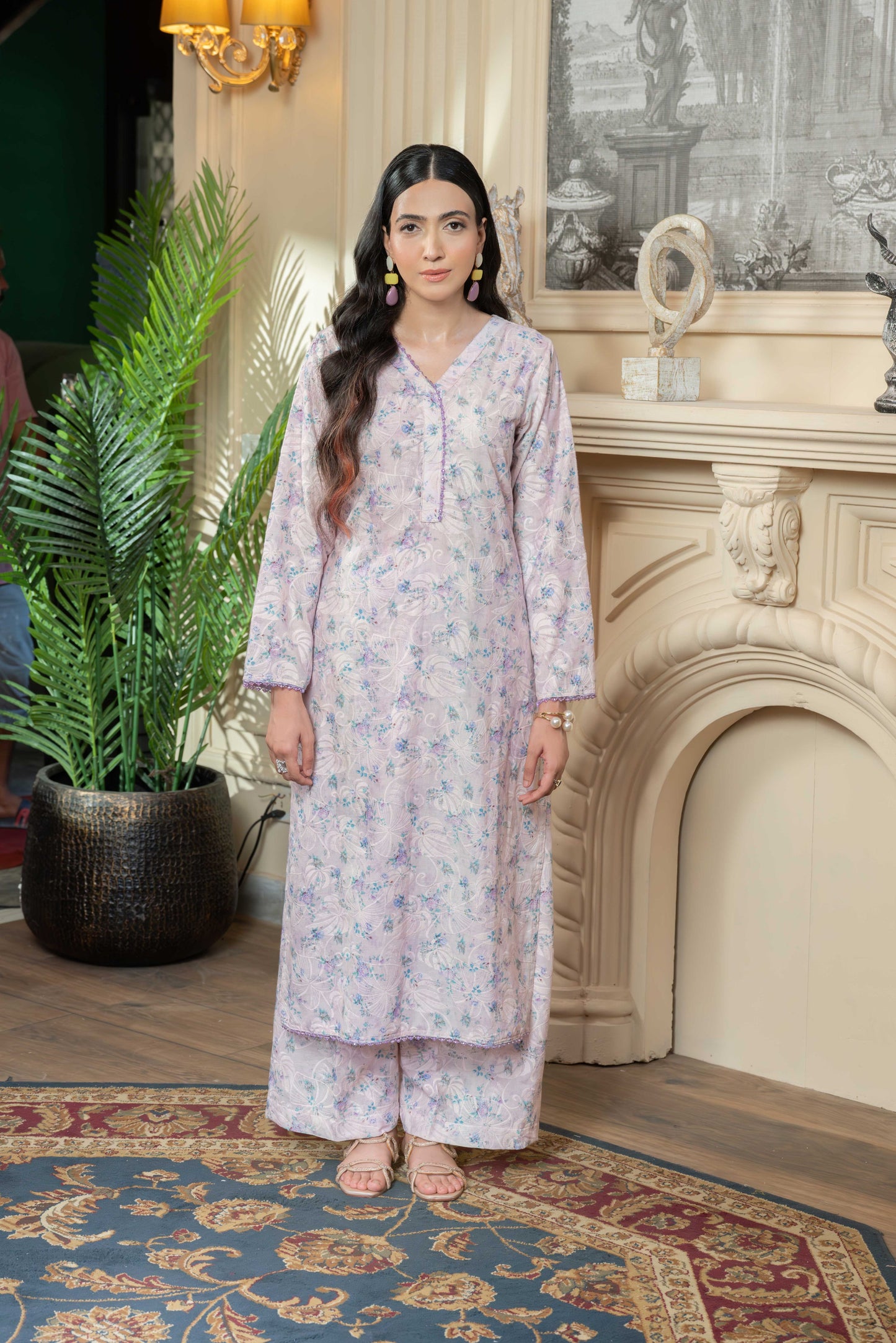 Stitched embroidered shirt+embroidered trouser
