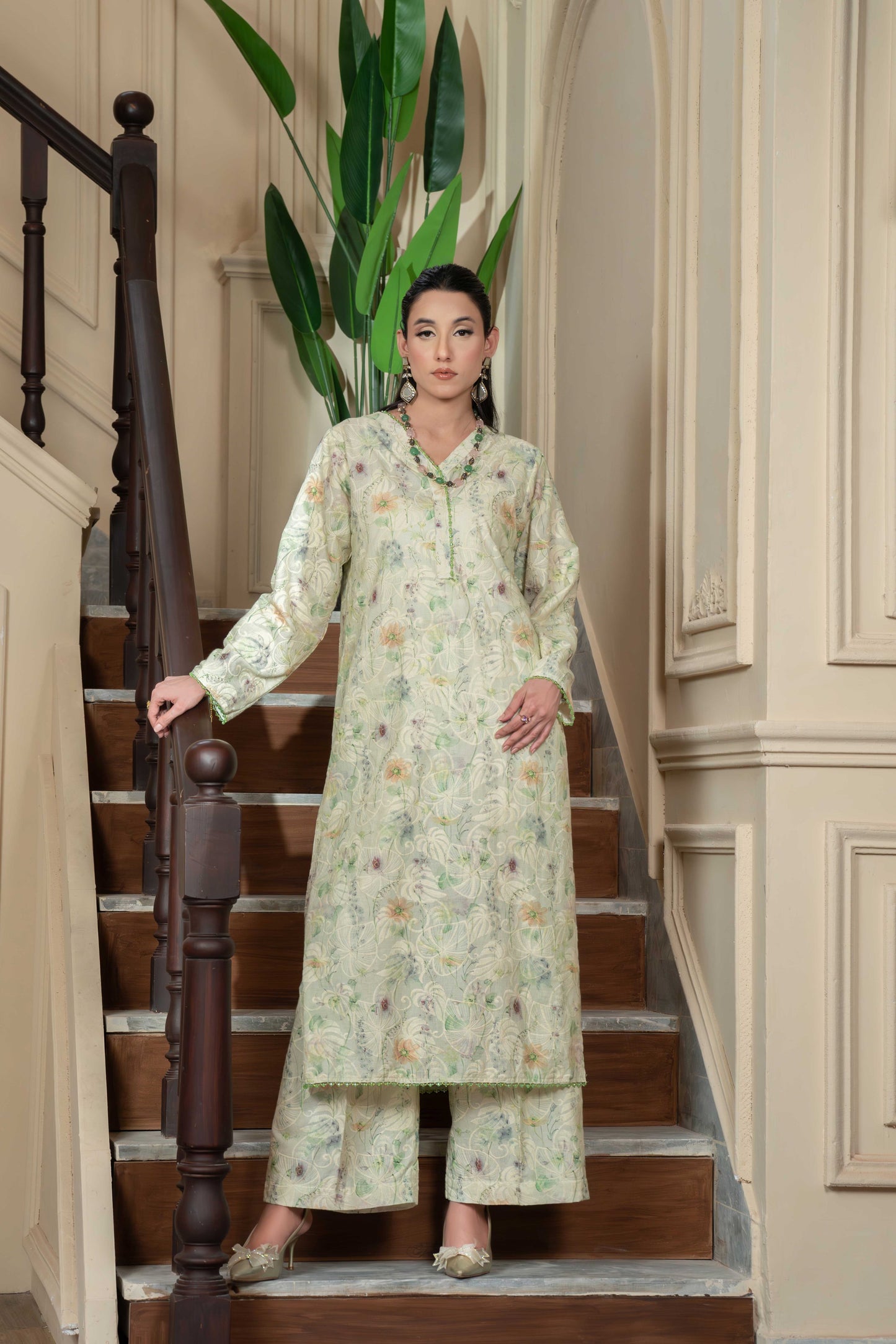 Stitched embroidered shirt+embroidered trouser