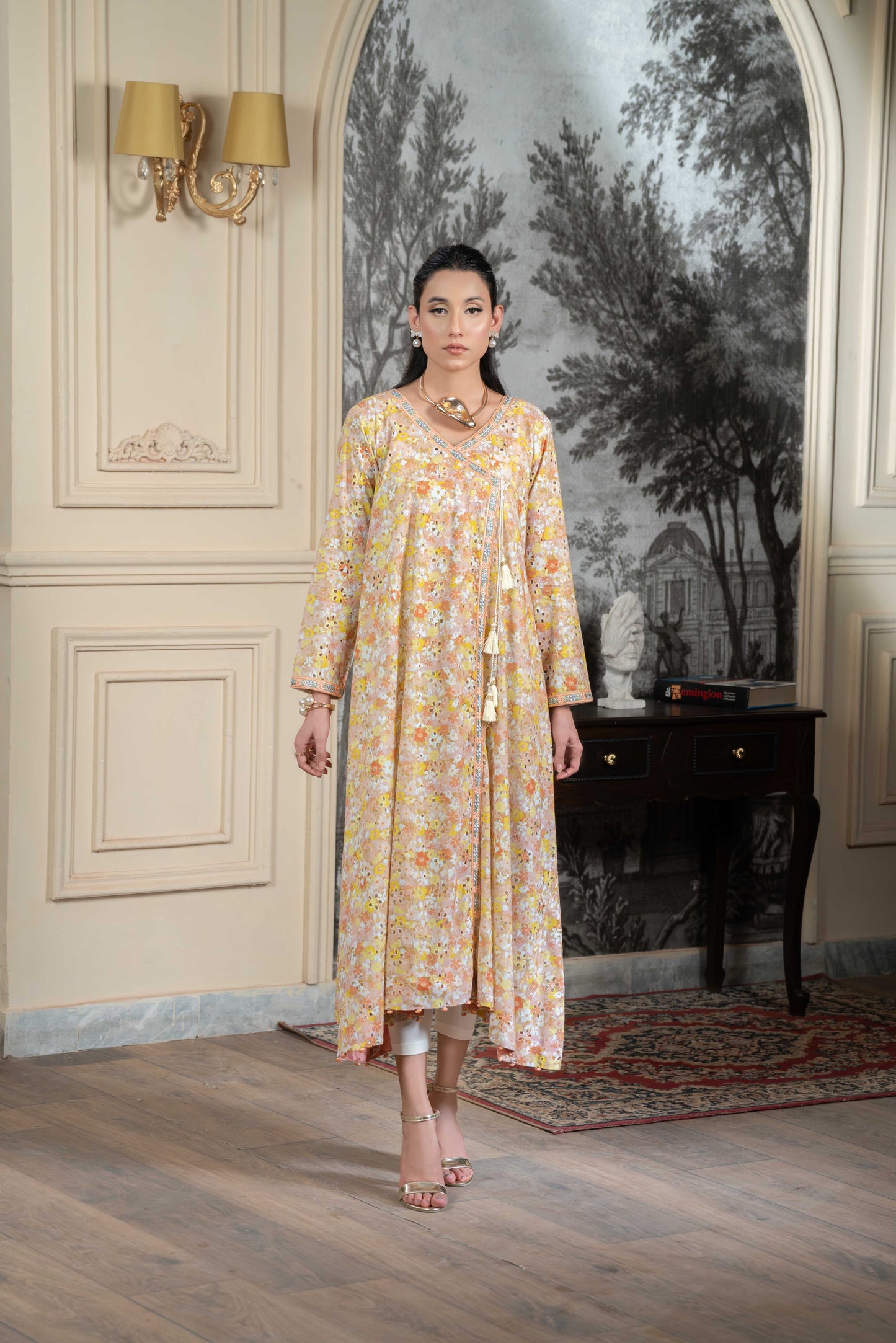 Stitched embroidered angrakha frock