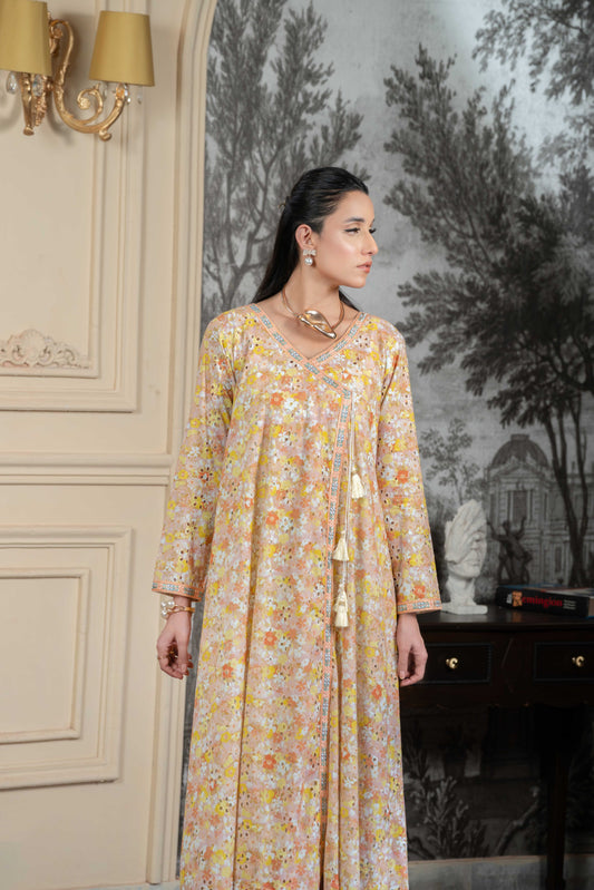 Stitched embroidered angrakha frock