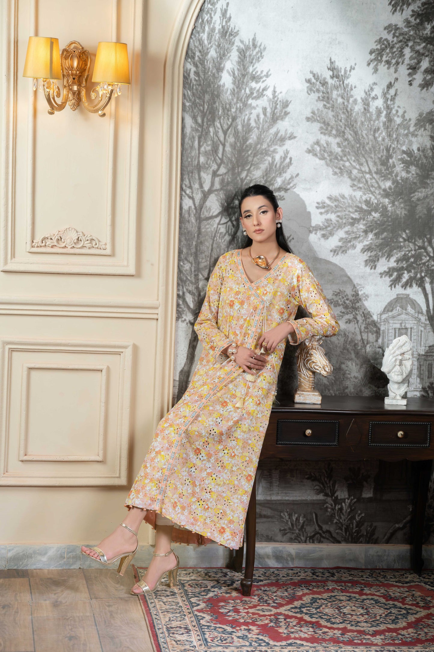 Stitched embroidered angrakha frock