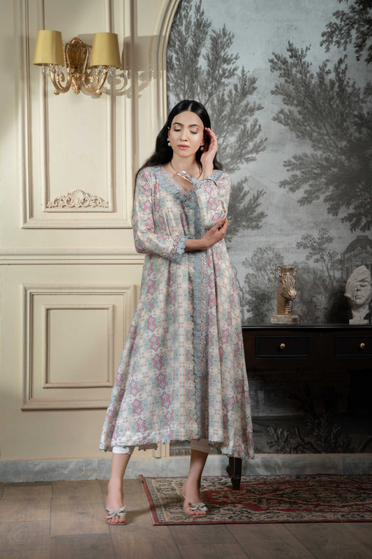 Stitched embroidered angrakha frock