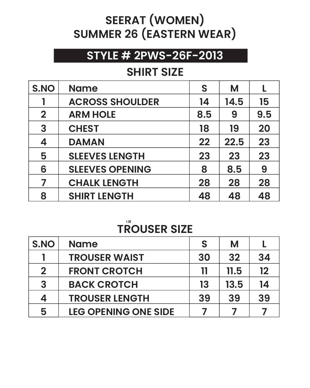 Size chart