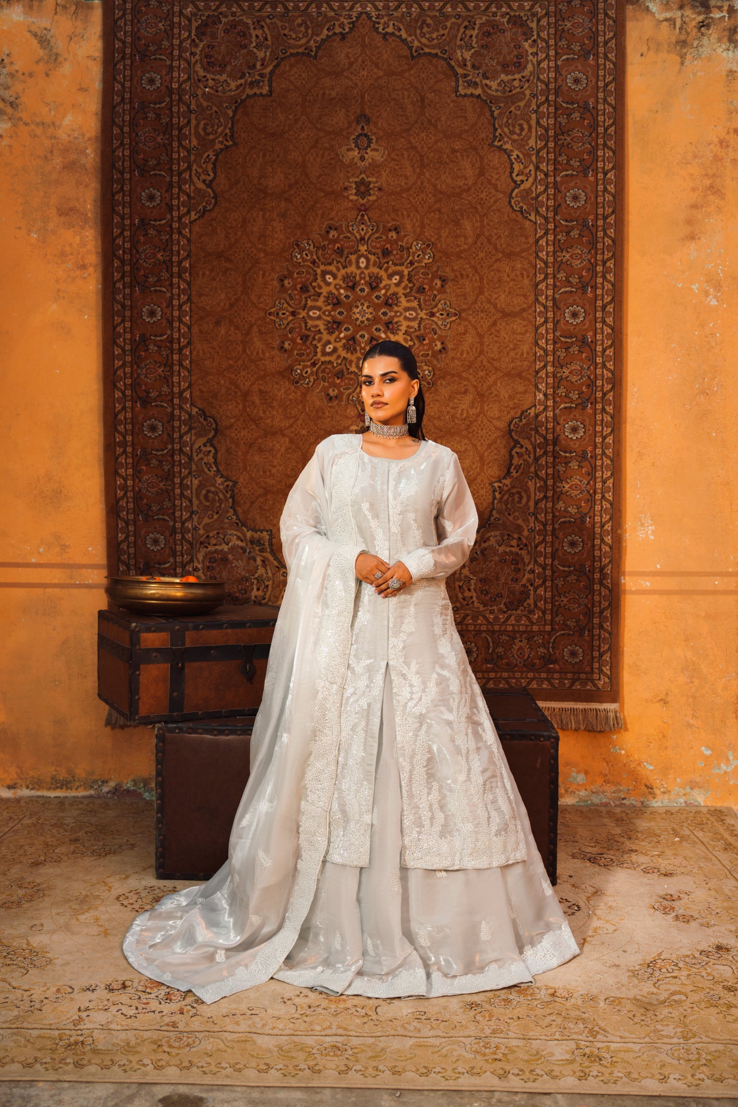 Open Shirt With Lehenga