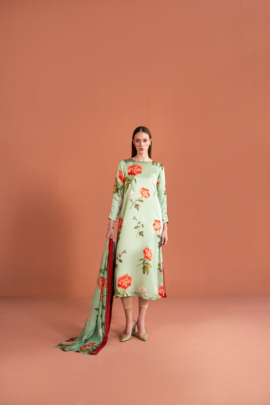 Ankle Length Dress With Dupatta 2pc