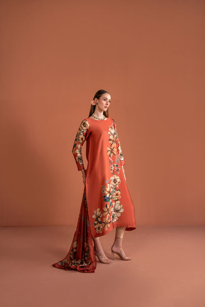 Ankle Length Dress With Dupatta 2pc