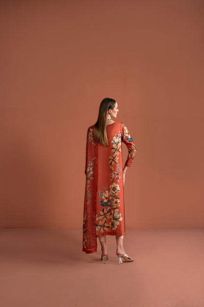 Ankle Length Dress With Dupatta 2pc