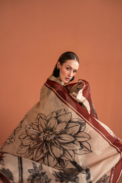 A-line Shirt With Bell Bottom And Dupatta 3pc