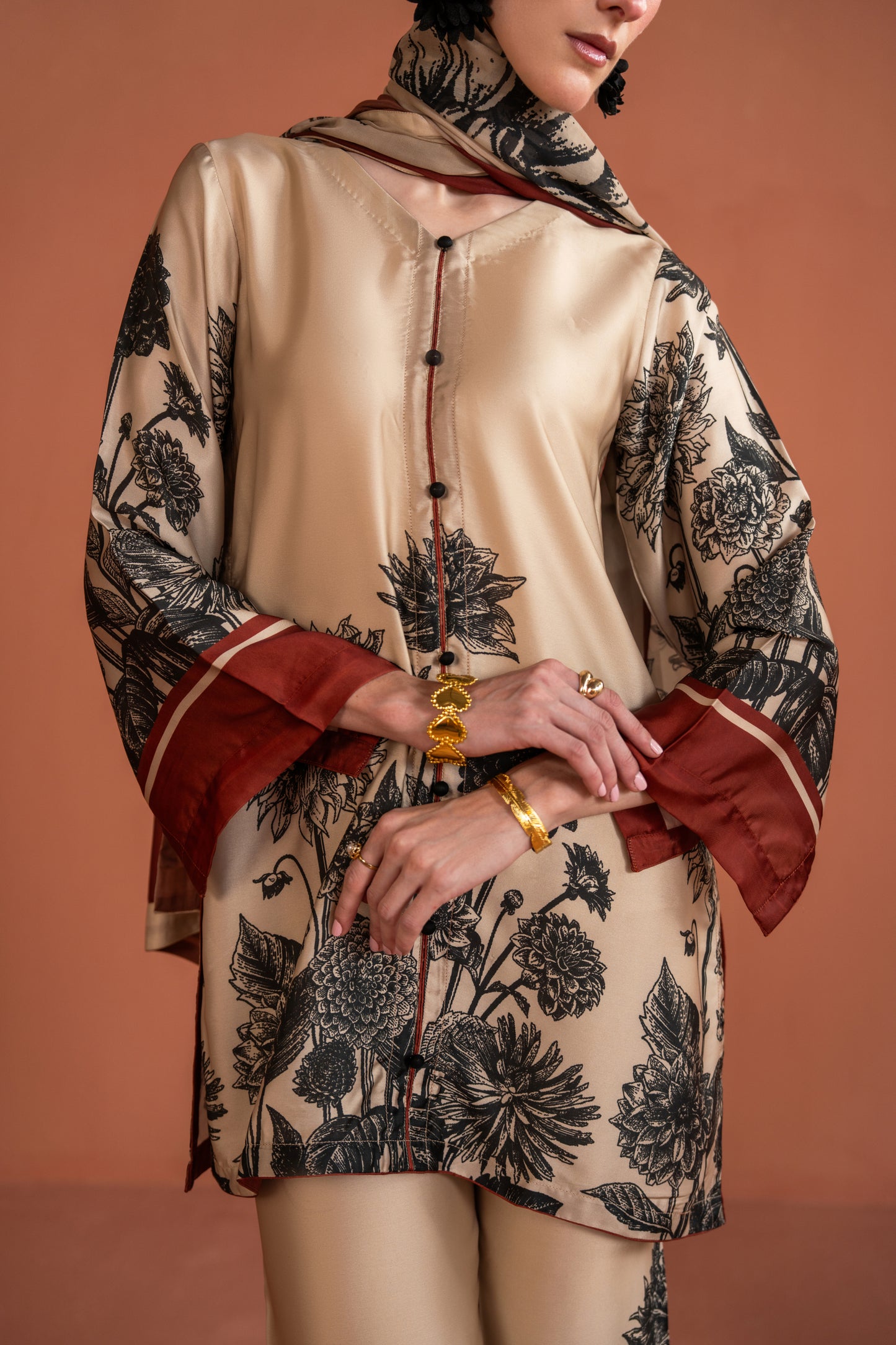 A-line Shirt With Bell Bottom And Dupatta 3pc