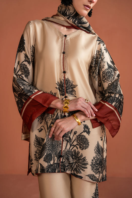 A-line Shirt With Bell Bottom And Dupatta 3pc