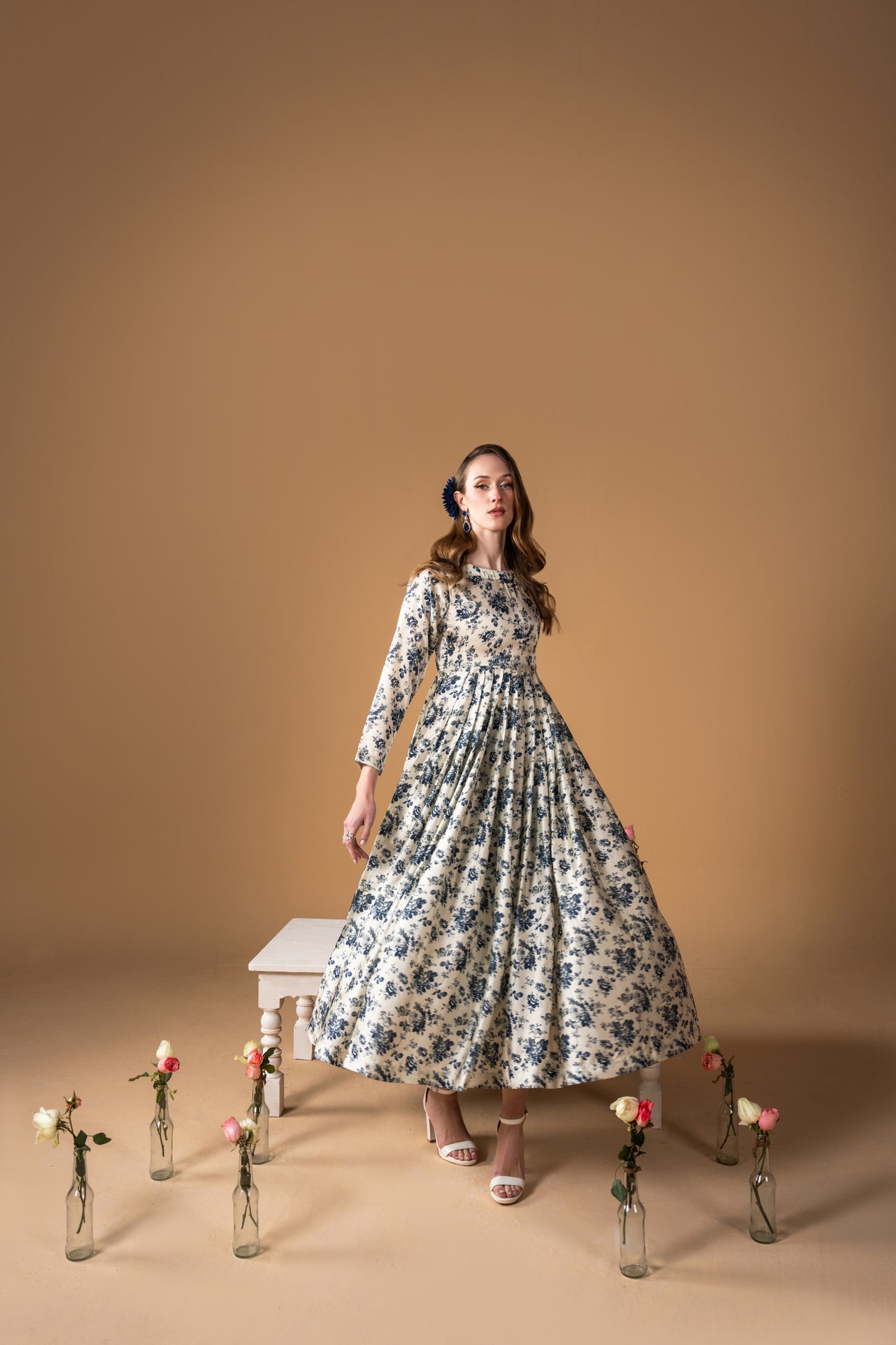 Pleated Ankle Length Frock And Dupatta 2pc