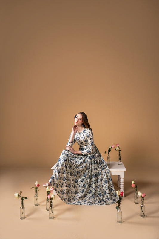 Pleated Ankle Length Frock And Dupatta 2pc