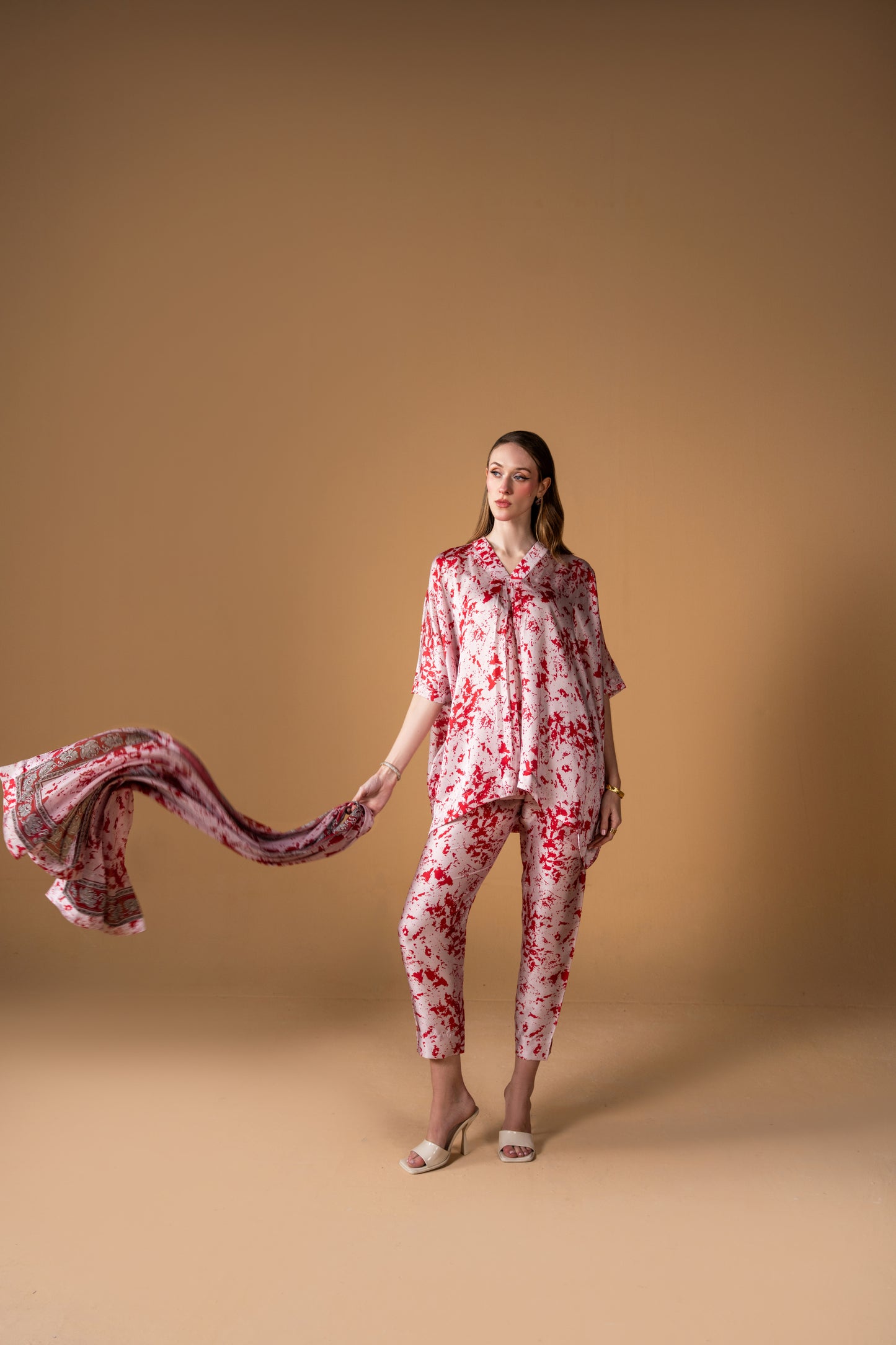 Short Kaftan With Trouser And Dupatta 3pc