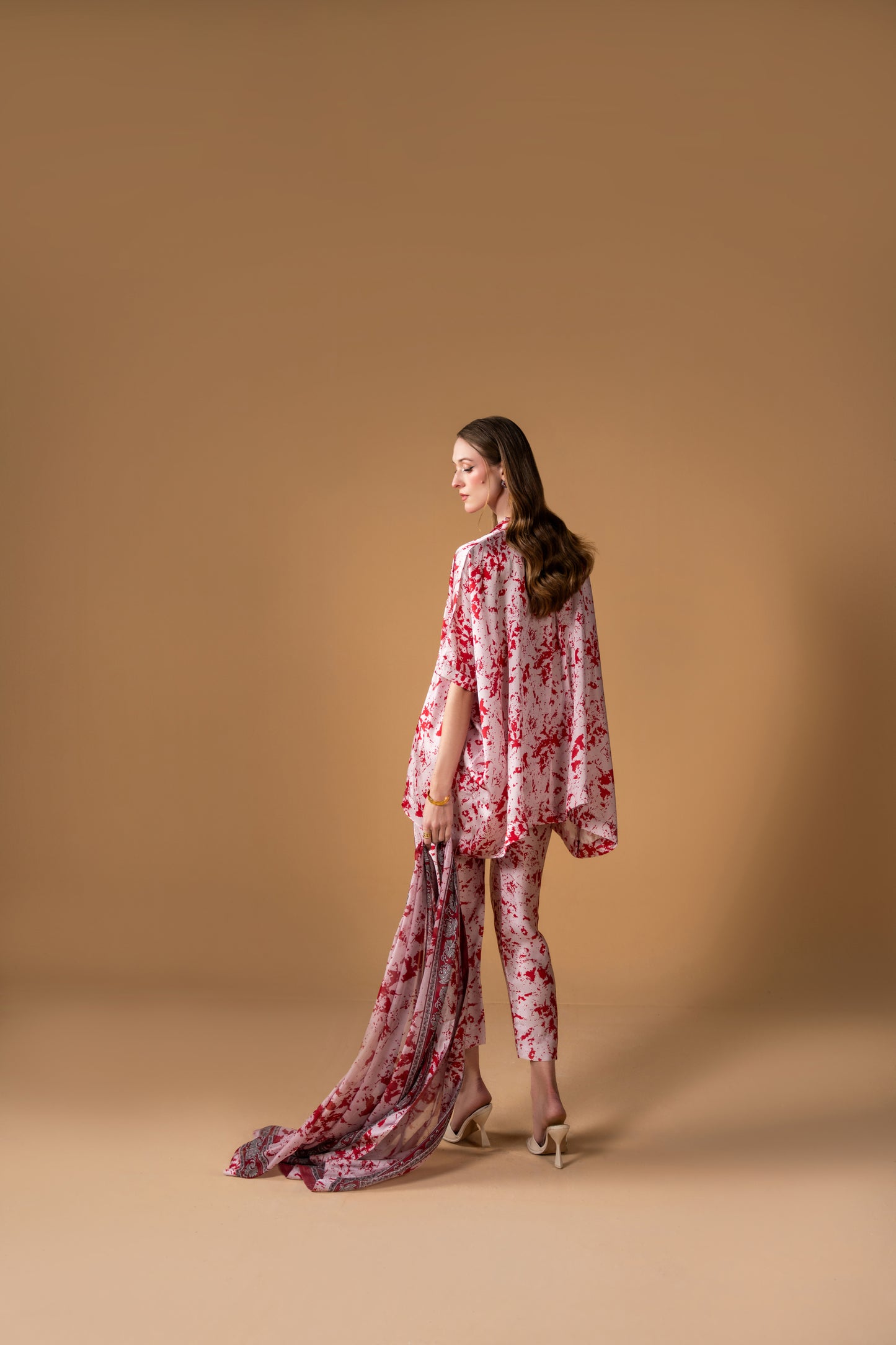 Short Kaftan With Trouser And Dupatta 3pc