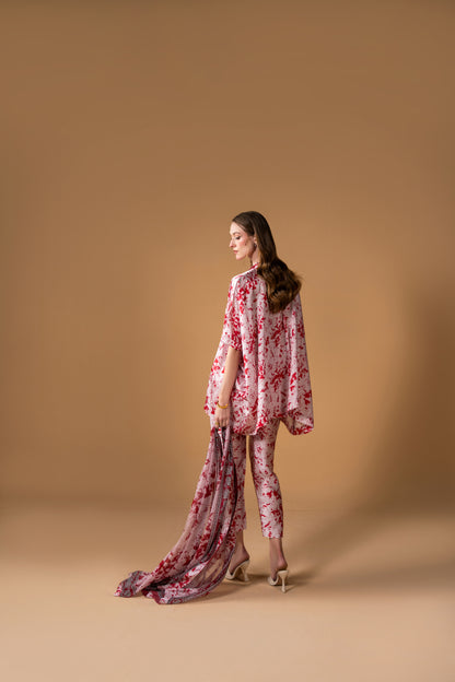 Short Kaftan With Trouser And Dupatta 3pc