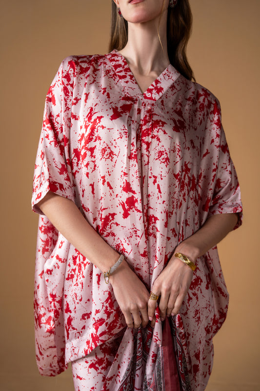 Short Kaftan With Trouser And Dupatta 3pc