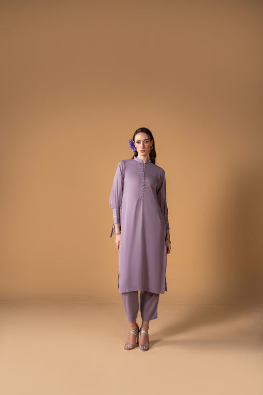 Long Shirt With Embroidered Cuffs And Capri 2pc