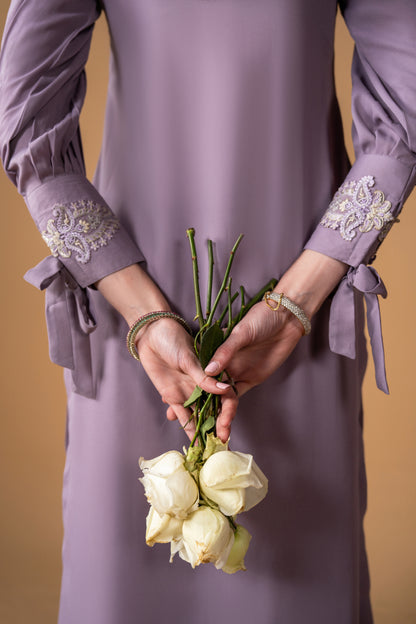 Long Shirt With Embroidered Cuffs And Capri 2pc