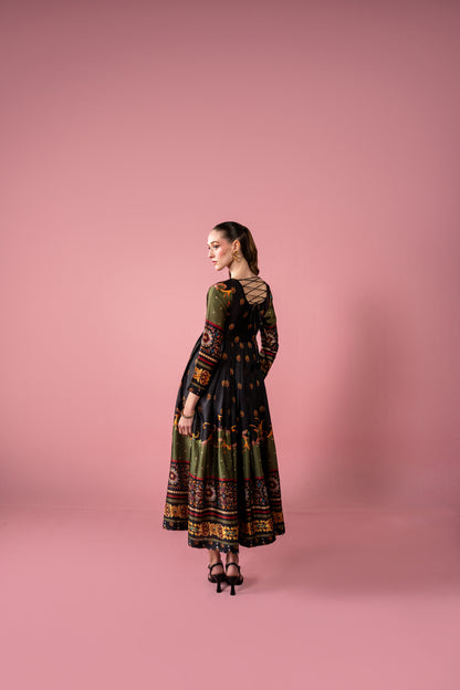 Pleated Ankle Length Frock And Dupatta 2pc