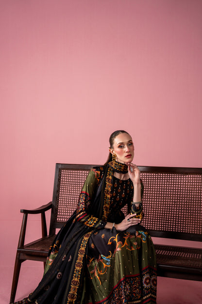 Pleated Ankle Length Frock And Dupatta 2pc