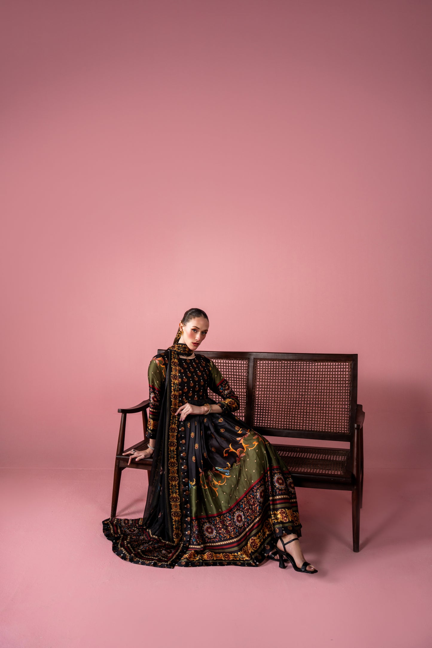 Pleated Ankle Length Frock And Dupatta 2pc