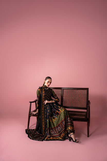 Pleated Ankle Length Frock And Dupatta 2pc