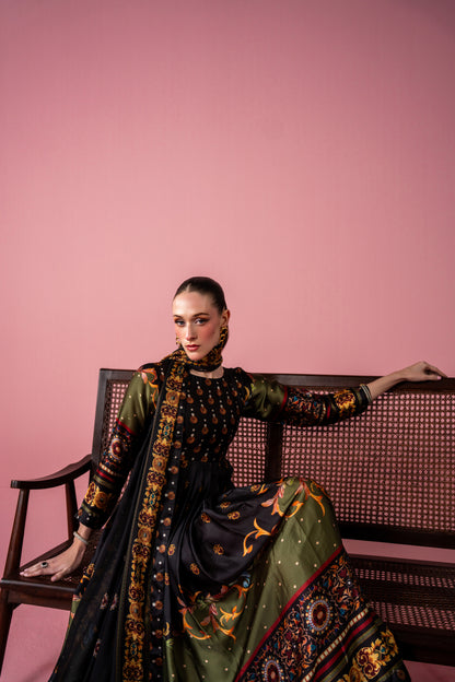 Pleated Ankle Length Frock And Dupatta 2pc