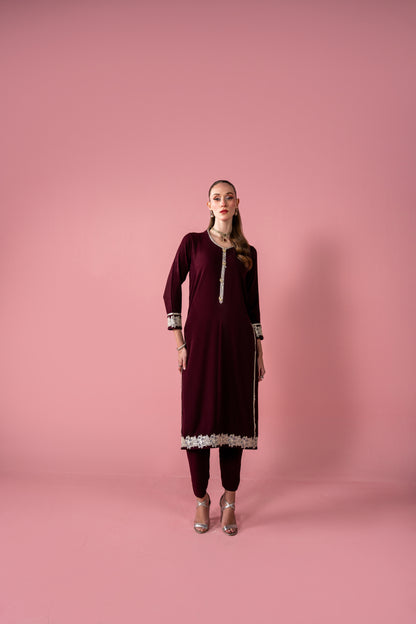 Embroidered Shirt With Capri 2pc