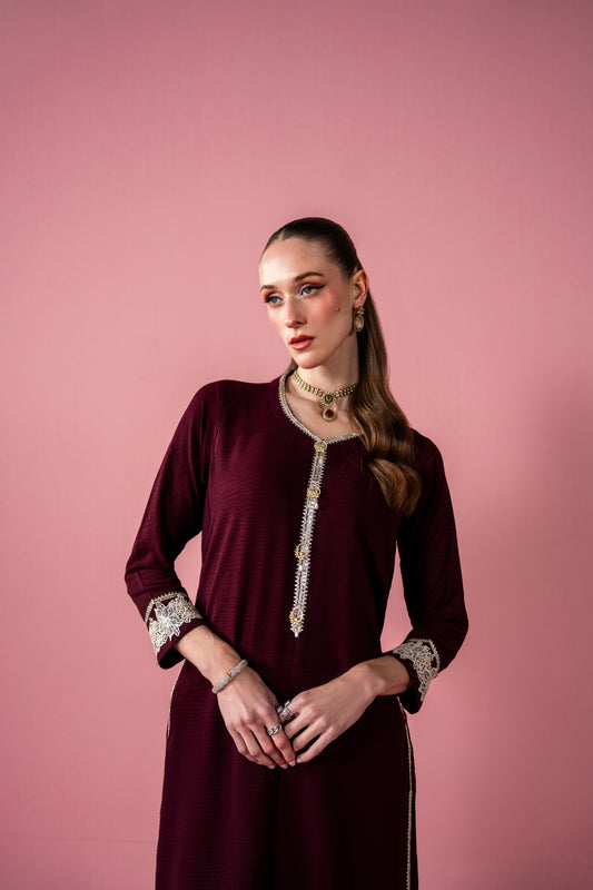 Embroidered Shirt With Capri 2pc