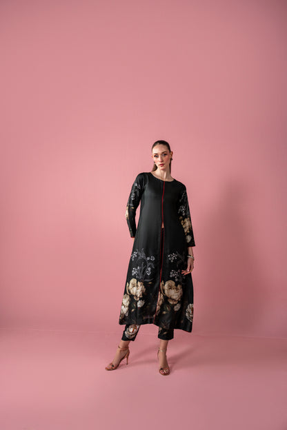 Central Front Slit Shirt With Capri And Dupatta 3pc