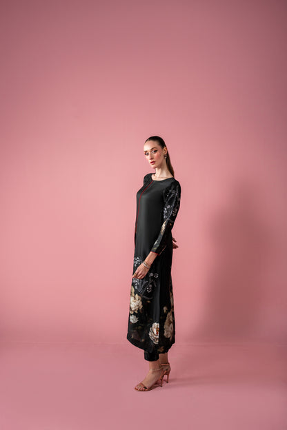 Central Front Slit Shirt With Capri And Dupatta 3pc