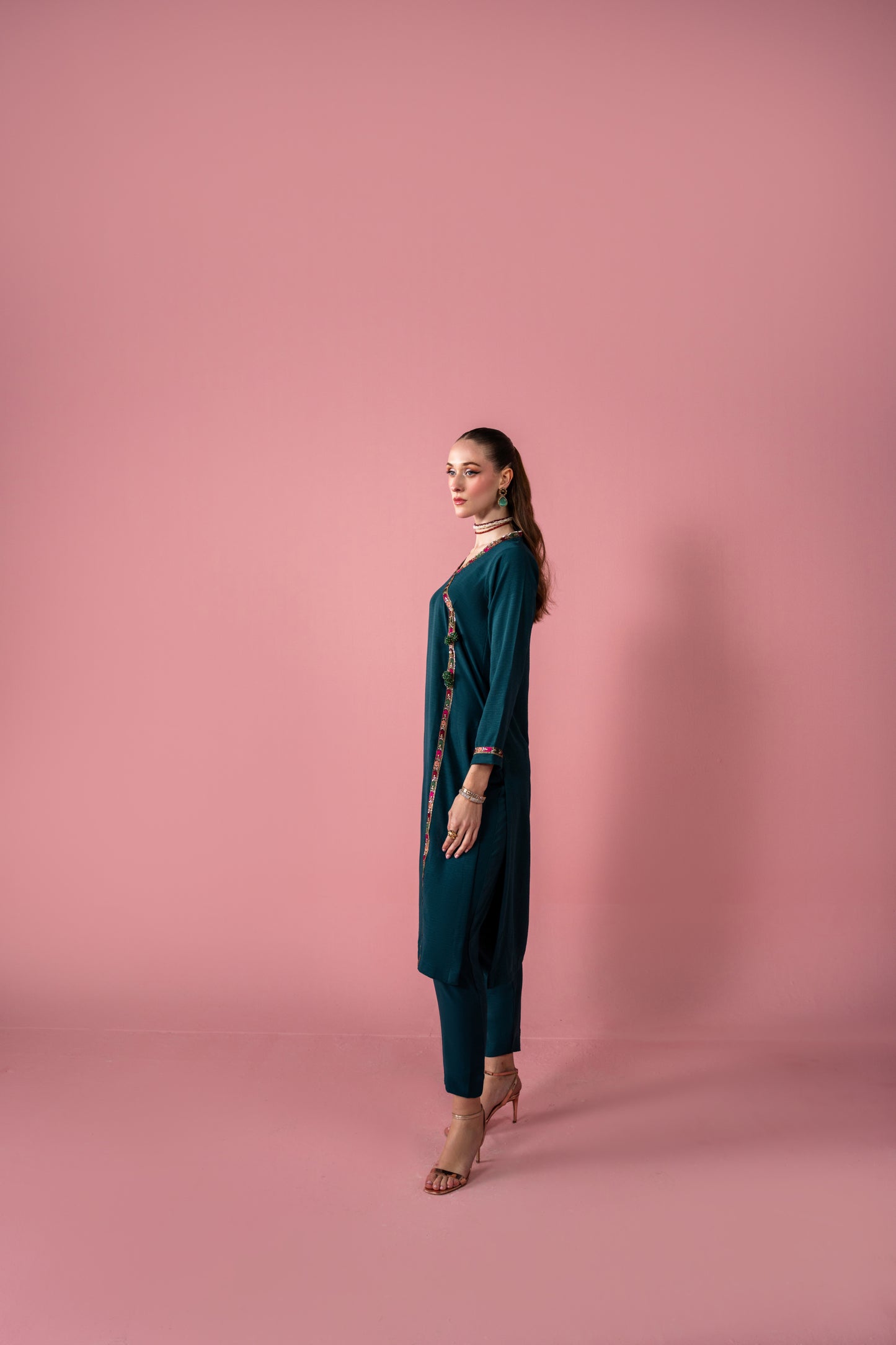 Embroidered Angrakha Frock With Capri 2pc