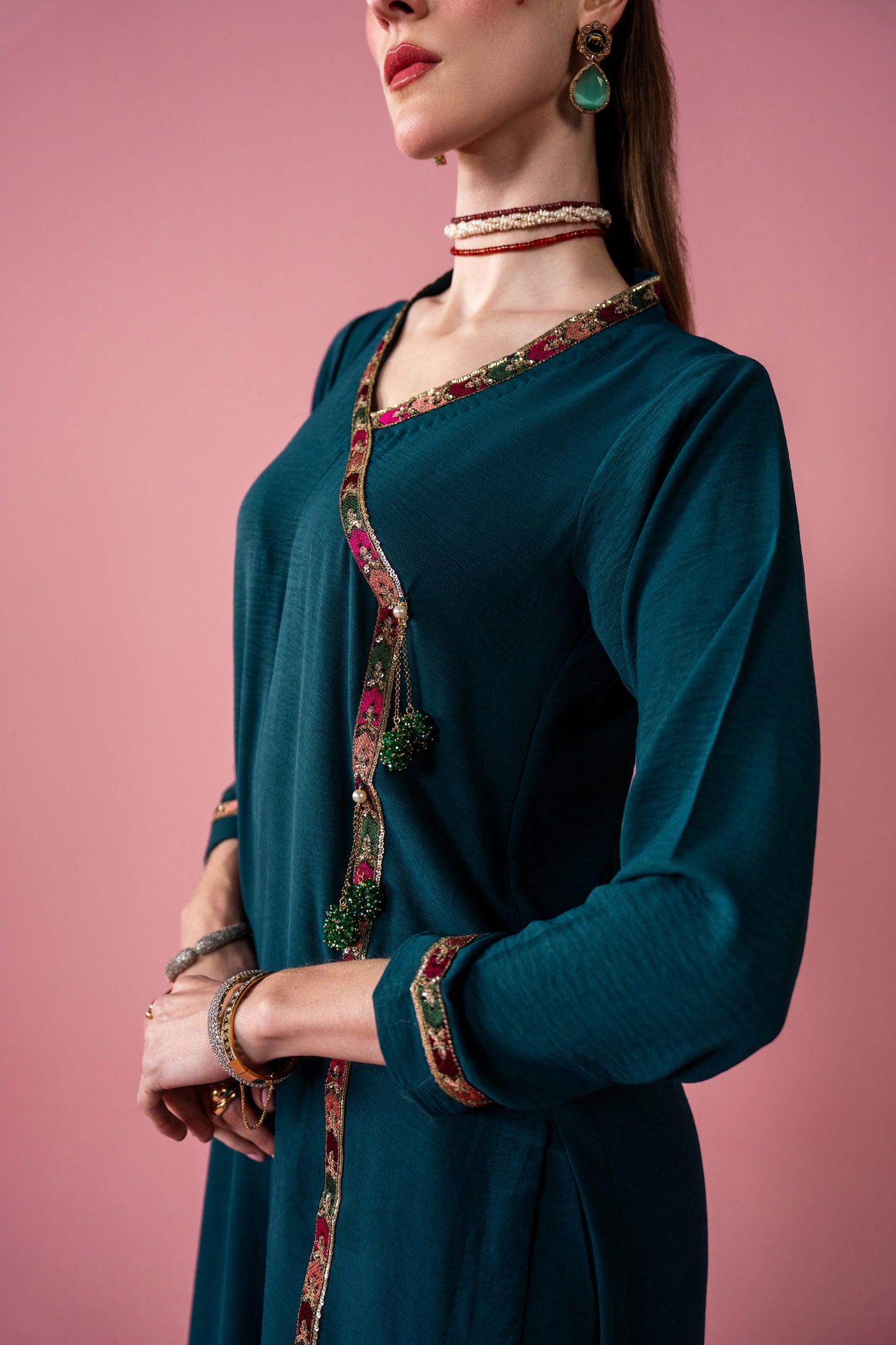 Embroidered Angrakha Frock With Capri 2pc