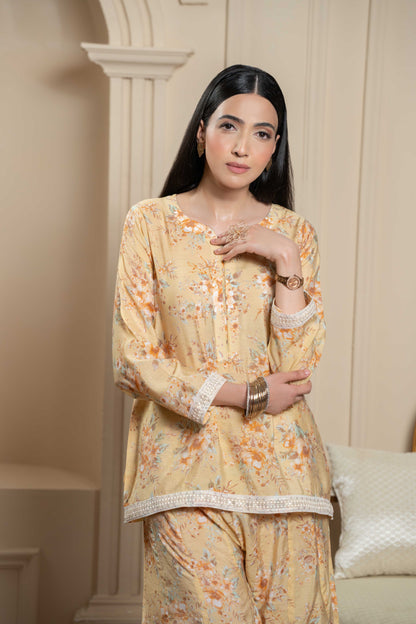 Stitched short kurta+Kali flared trouser