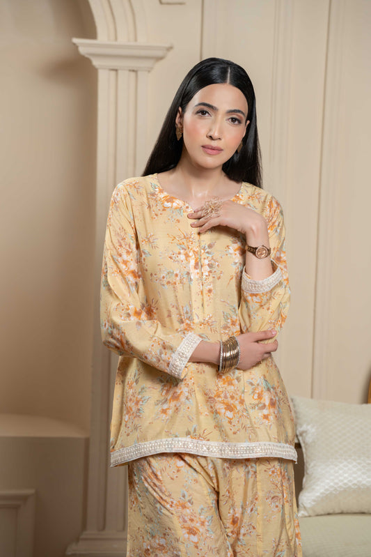 Stitched short kurta+Kali flared trouser