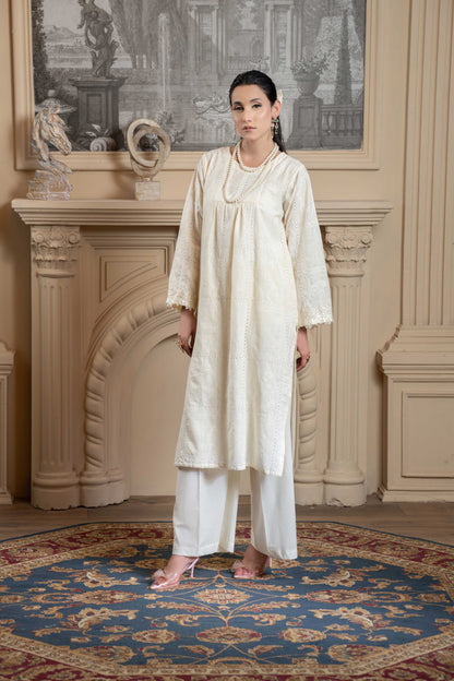 Stitched embroidered shirt+basic trouser