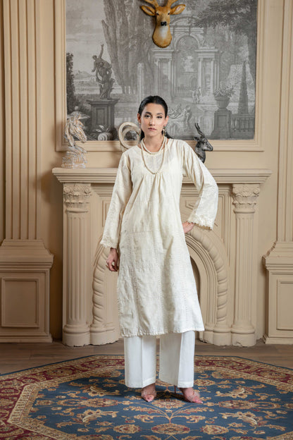 Stitched embroidered shirt+basic trouser