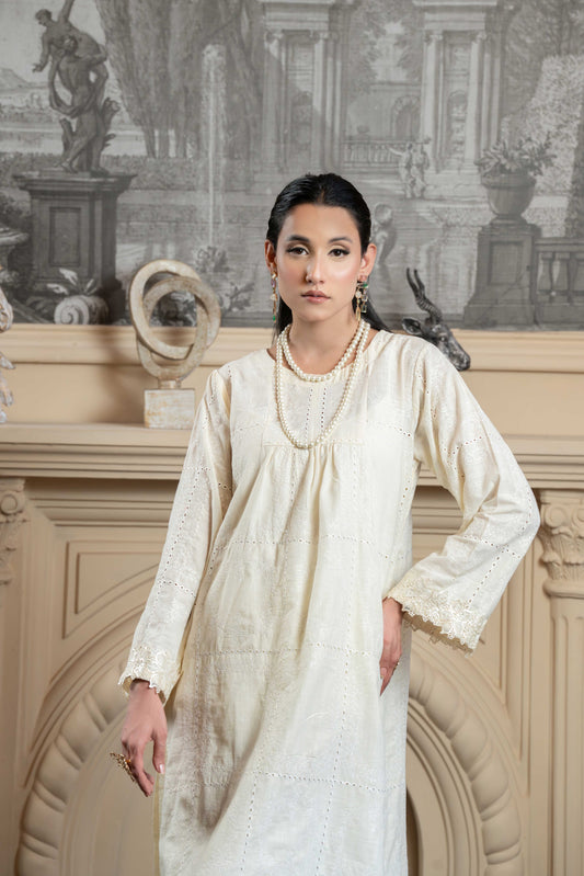 Stitched embroidered shirt+basic trouser